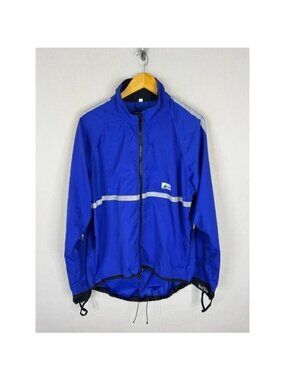 Vintage 90s Mountain Equipment Co-op MEC Cycling Jacket Blue Reflective Large